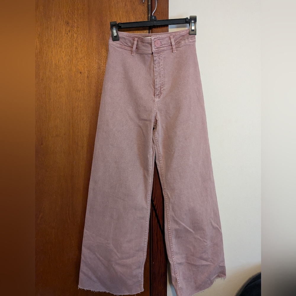 Zara High Rise Marine Straight Jeans Blush Pink